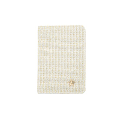 TWEED PASSPORT COVER OFF WHITE W/GOLD