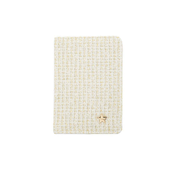 TWEED PASSPORT COVER OFF WHITE W/GOLD