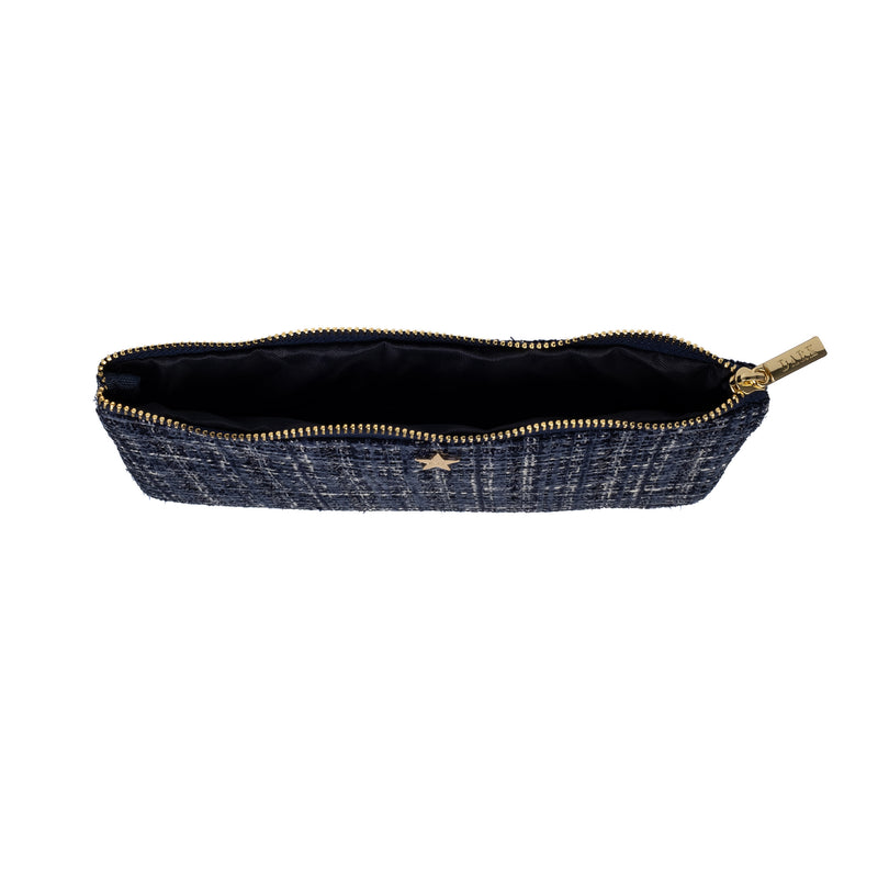 TWEED SMALL POUCH NAVY BLUE