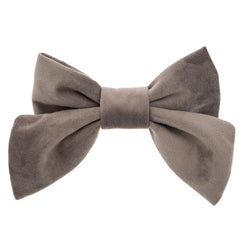 VELVET BOW HAIR CLIP DARK GREY