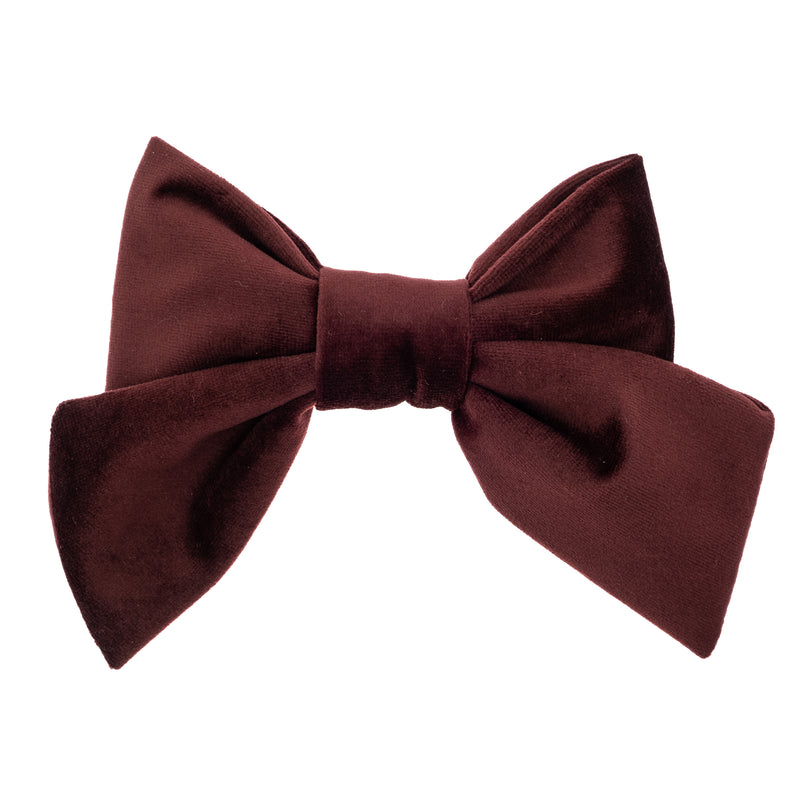 VELVET BOW HAIR CLIP MAROON