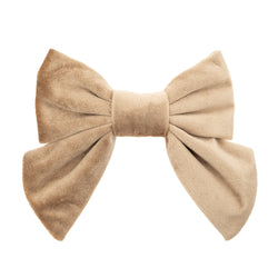 VELVET BOW HAIR CLIP SPARKLED CHAMPAGNE