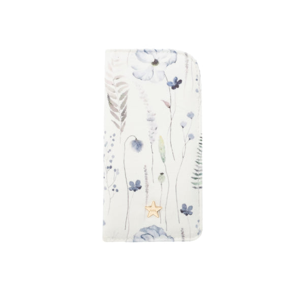 VELVET EYEWEAR CASE BLUE TONES FLOWER PATTERN