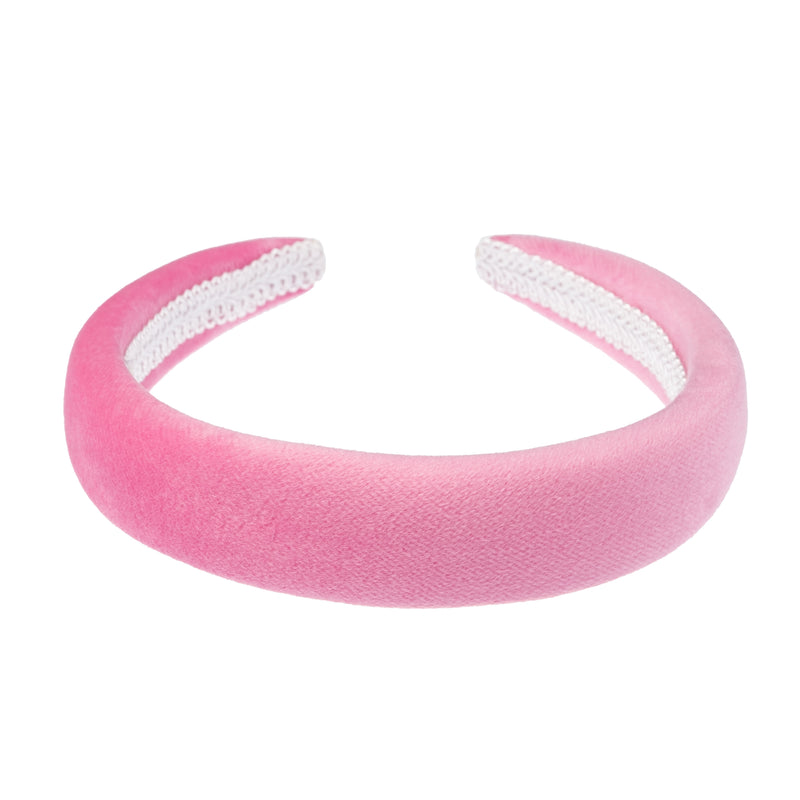 VELVET HAIR BAND BROAD BUBBLEGUM PINK