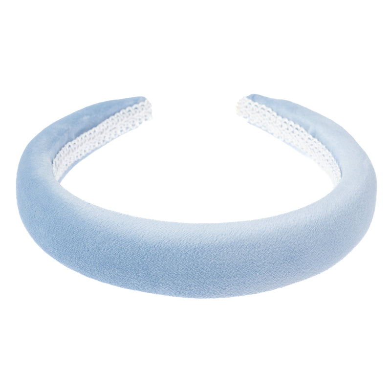 VELVET HAIR BAND BROAD LIGHT BLUE