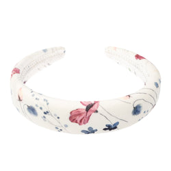 VELVET HAIR BAND BROAD MULTICOLOR FLOWER PATTERN