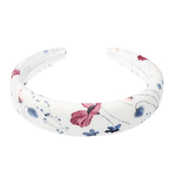 VELVET HAIR BAND BROAD MULTICOLOR FLOWER PATTERN