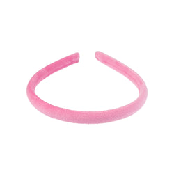 VELVET HAIR BAND THIN BUBBLEGUM PINK