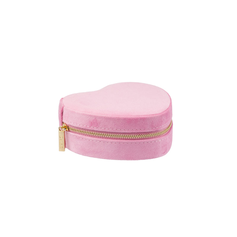 VELVET HEART JEWELLERY BOX BUBBLEGUM PINK