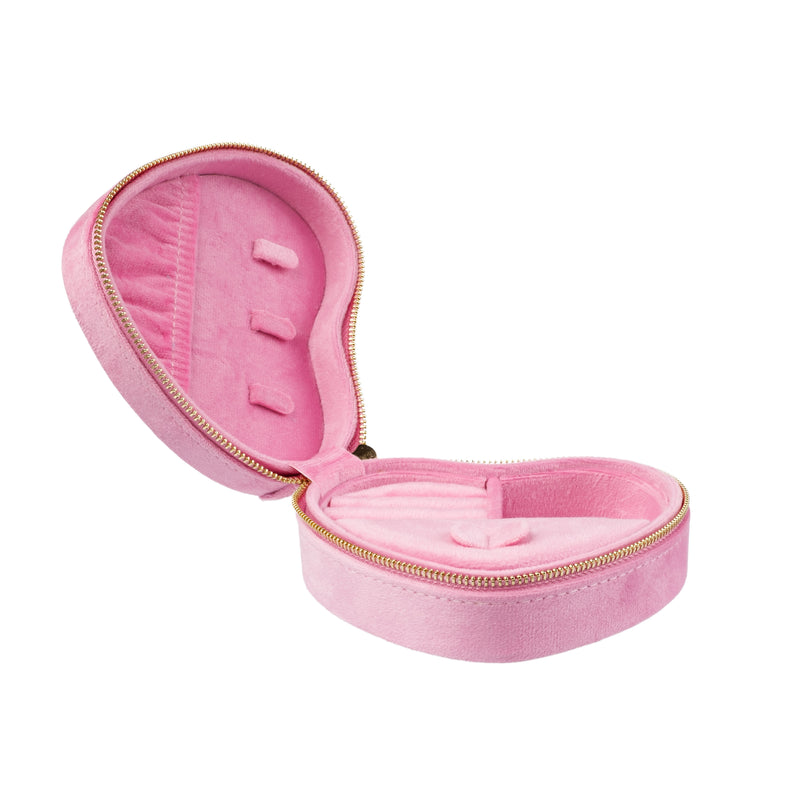 VELVET HEART JEWELLERY BOX BUBBLEGUM PINK