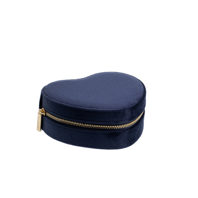 VELVET HEART JEWELLERY BOX NAVY BLUE