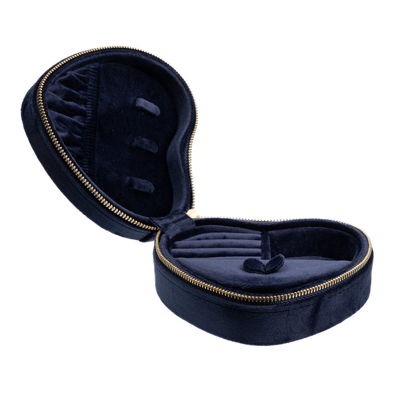 VELVET HEART JEWELLERY BOX NAVY BLUE