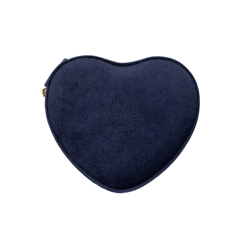 VELVET HEART JEWELLERY BOX NAVY BLUE