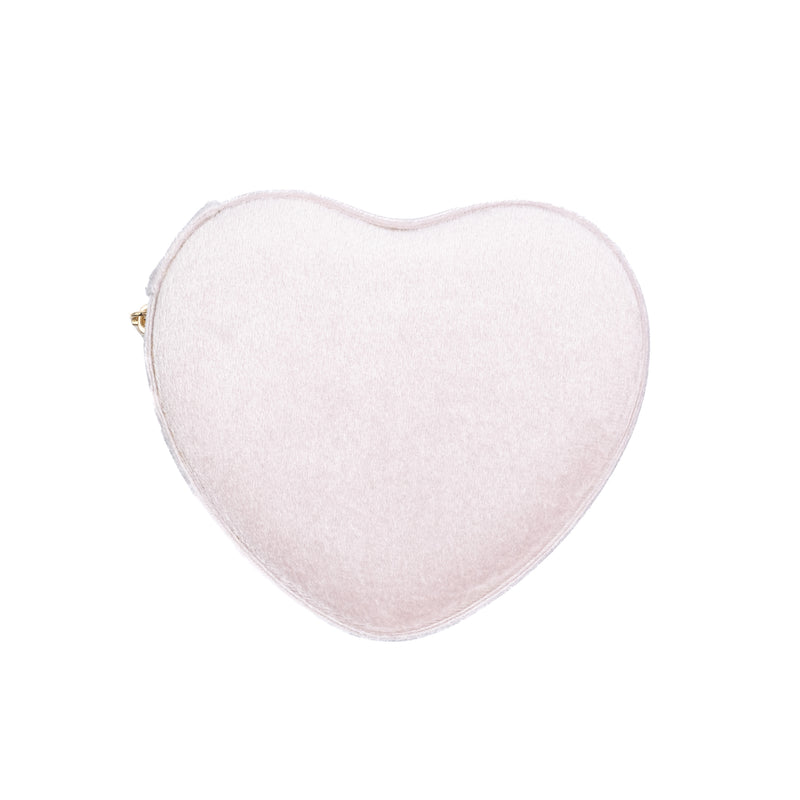 VELVET HEART JEWELLERY BOX SPARKLED PALE ROSE