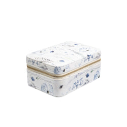 VELVET JEWELLERY BOX BLUE TONES FLOWER PATTERN