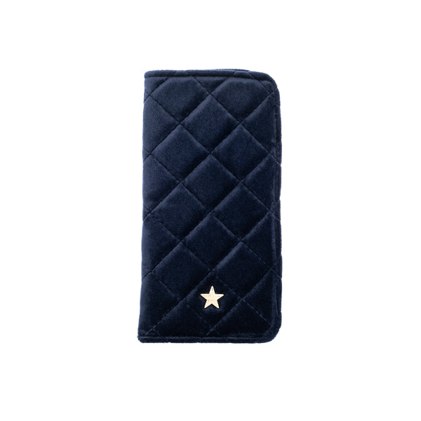 VELVET QUILTED EYEWEAR CASE NAVY BLUE