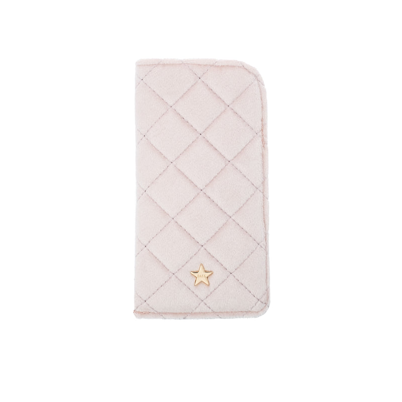 VELVET QUILTED EYEWEAR CASE SPARKLED PALE ROSE