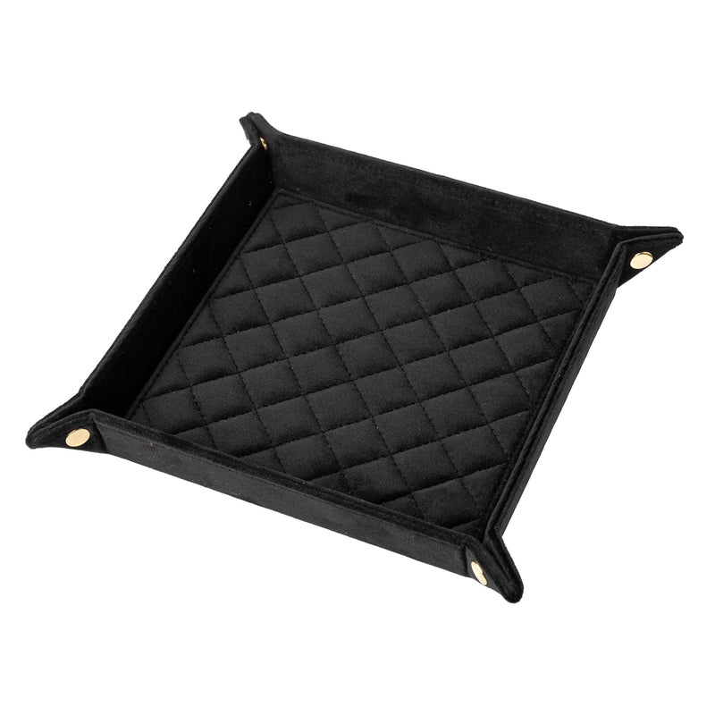 VELVET QUILTED JEWELLERY TRAY MEDIUM BLACK