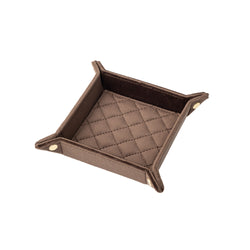 VELVET QUILTED JEWELLERY TRAY SMALL CHOCOLATE BROWN