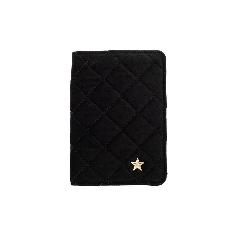 VELVET QUILTED PASSPORT COVER BLACK