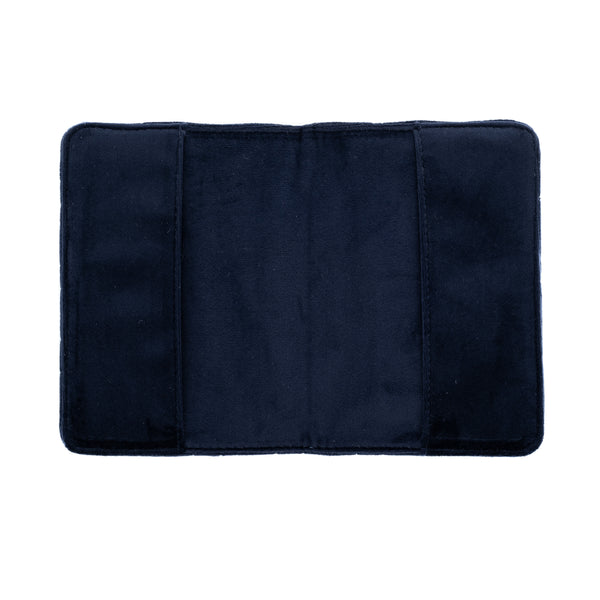 VELVET QUILTED PASSPORT COVER NAVY BLUE