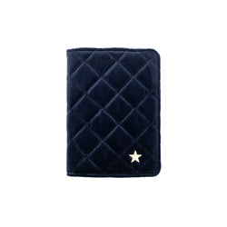 VELVET QUILTED PASSPORT COVER NAVY BLUE