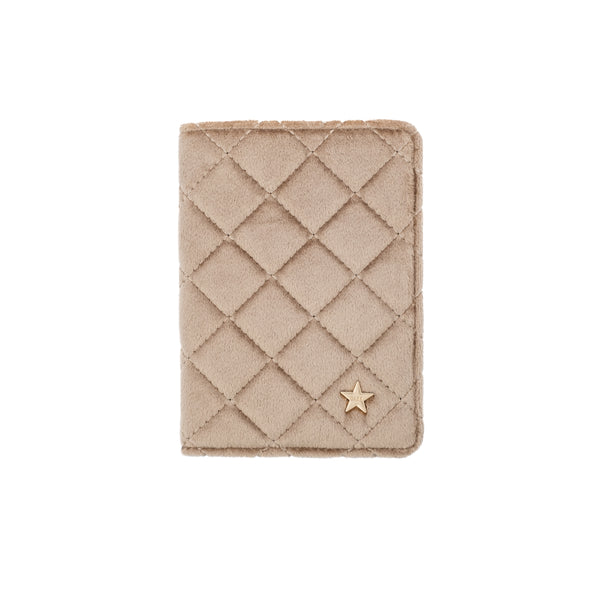 VELVET QUILTED PASSPORT COVER SPARKLED CHAMPAGNE