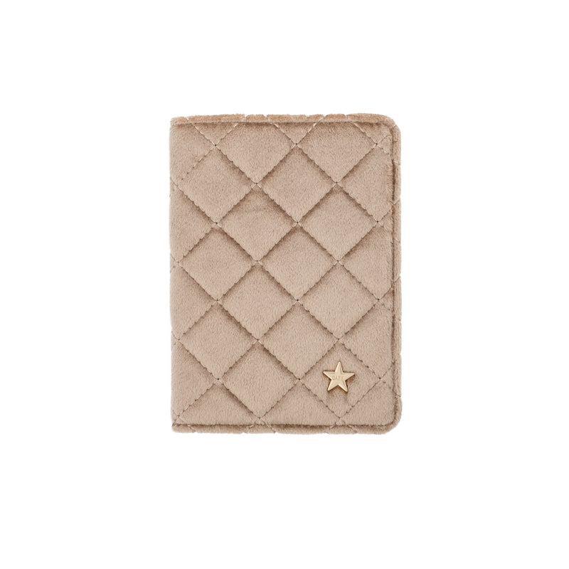 VELVET QUILTED PASSPORT COVER SPARKLED CHAMPAGNE