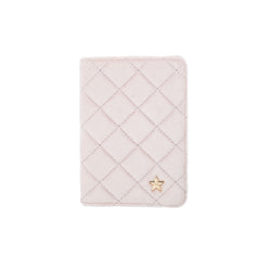 VELVET QUILTED PASSPORT COVER SPARKLED PALE ROSE