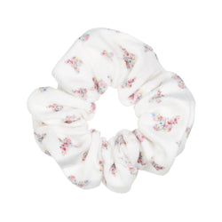 VELVET SCRUNCHIE OFF WHITE BUTTERFLY PATTERN