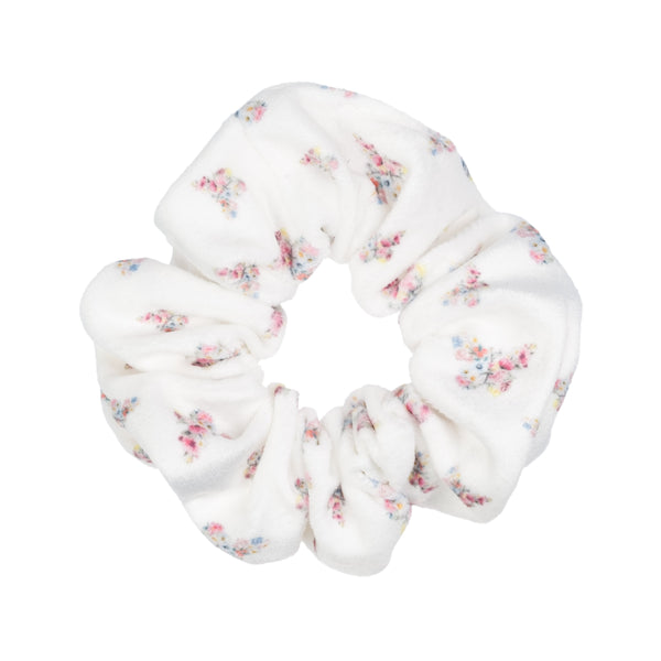 VELVET SCRUNCHIE OFF WHITE BUTTERFLY PATTERN