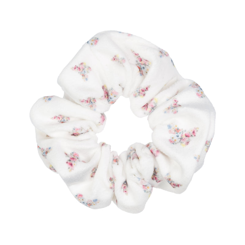 VELVET SCRUNCHIE OFF WHITE BUTTERFLY PATTERN