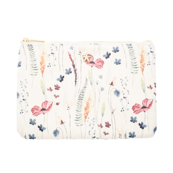 VELVET SMALL POUCH MULTICOLOR FLOWER PATTERN