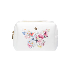 VELVET SQUARE MAKE-UP POUCH SMALL OFF WHITE W/BUTTERFLY