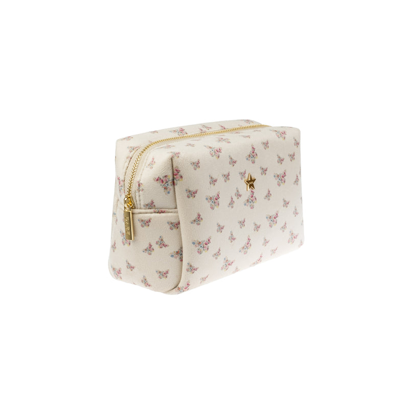 VELVET SQUARE MAKE-UP POUCH SMALL SAND BUTTERFLY PATTERN