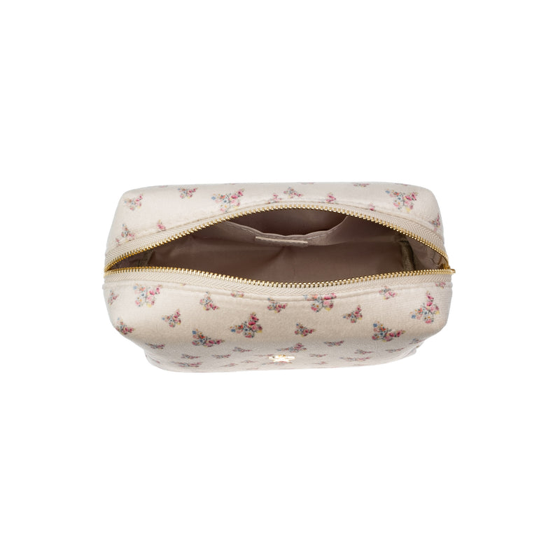 VELVET SQUARE MAKE-UP POUCH SMALL SAND BUTTERFLY PATTERN