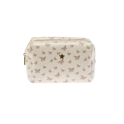 VELVET SQUARE MAKE-UP POUCH SMALL SAND BUTTERFLY PATTERN