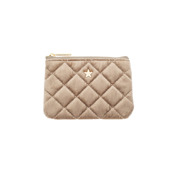 VELVET QUILTED MINI POUCH SPARKLED CHAMPAGNE