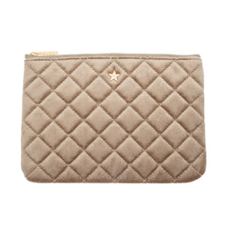 VELVET QUILTED SMALL POUCH SPARKLED CHAMPAGNE