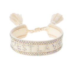 WOVEN FRIENDSHIP BRACELET W/CRYSTALS "C'est La Vie" Vanilla