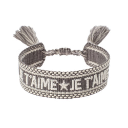 WOVEN FRIENDSHIP BRACELET "Je T'aime" Grey