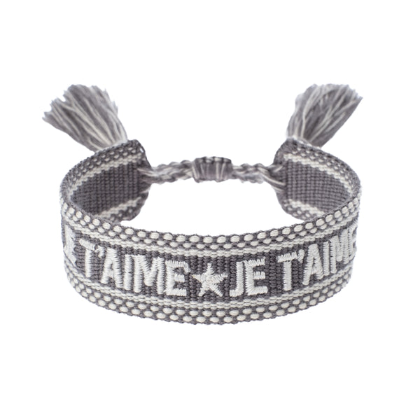 WOVEN FRIENDSHIP BRACELET "Je T'aime" Grey