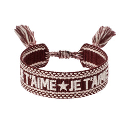 WOVEN FRIENDSHIP BRACELET "Je T'aime" Maroon