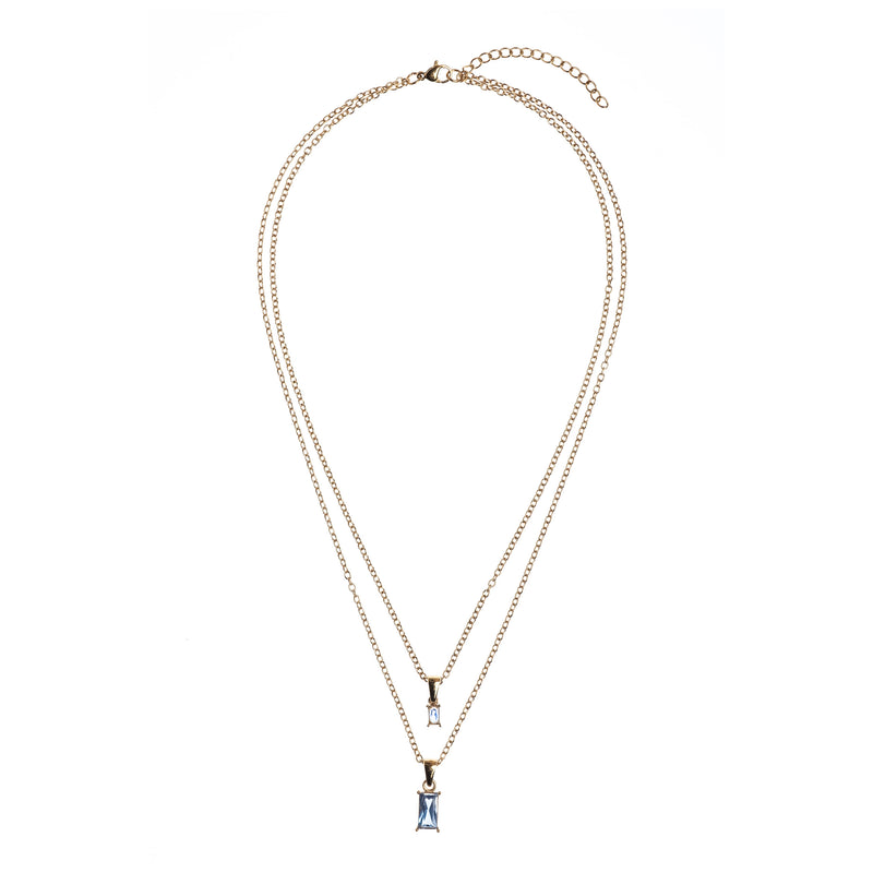 BAGUETTE CRYSTAL NECKLACE LIGHT BLUE