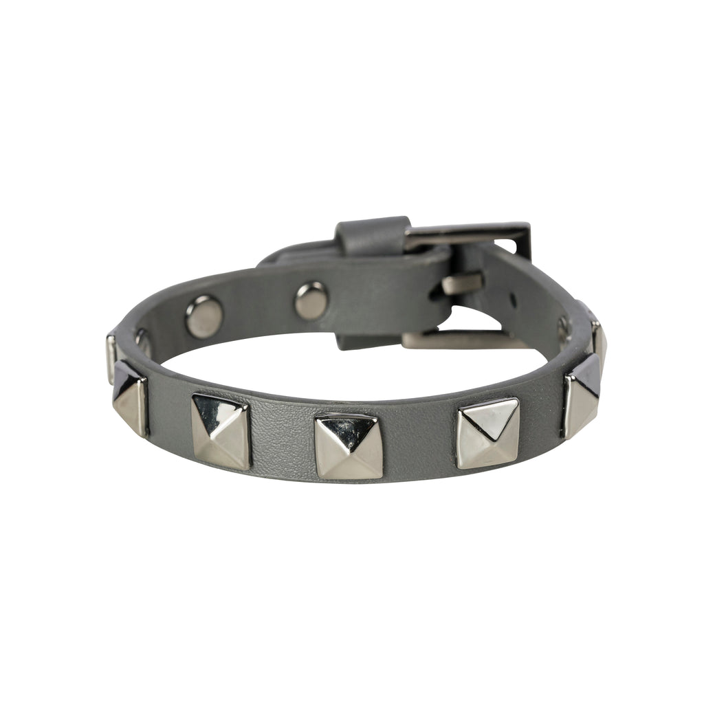 Black leather on sale studded bracelet