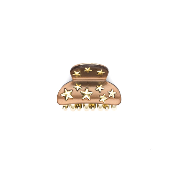 STAR STUD HAIR CLAW SMALL COGNAC