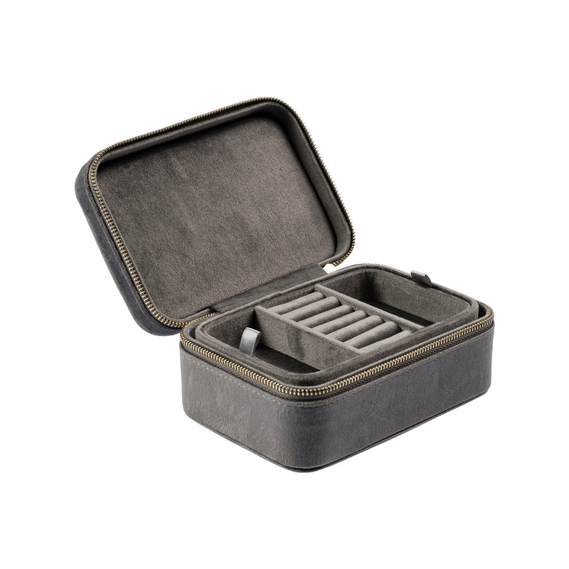 VELVET JEWELLERY BOX DARK GREY